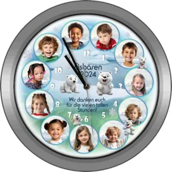 Kindergarten Abschiedsuhr Aluminiumrahmen rund